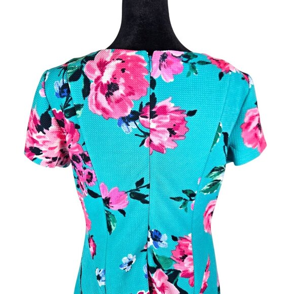 Jessica Howard Fit & Flare Floral Dress Size10P Turquoise Vibrant Casual Work - Picture 8 of 14